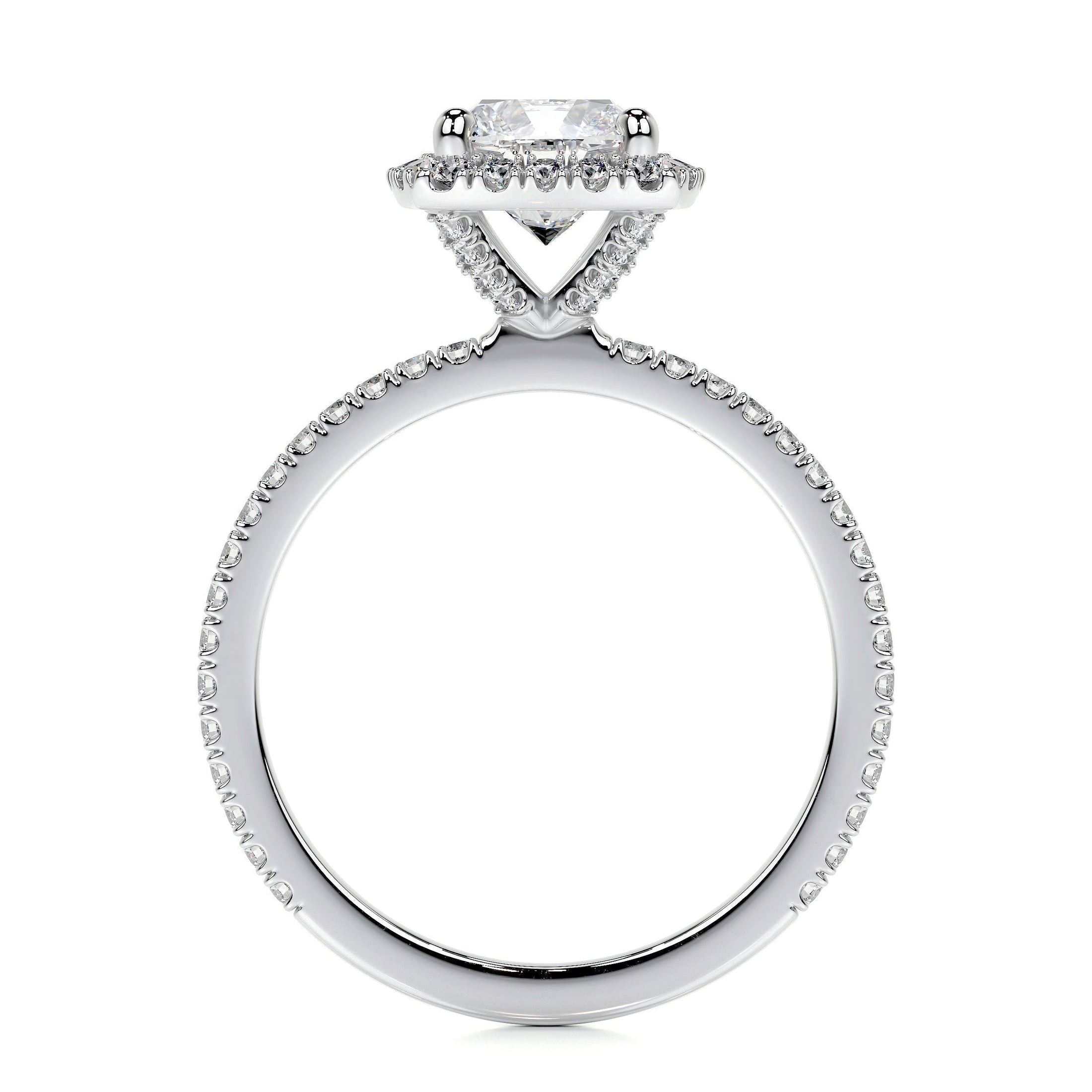 1.0 TCW Cushion Cut Halo Lab Grown Diamond Ring