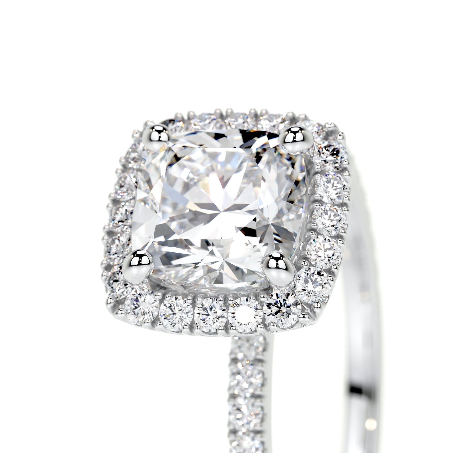 1.0 CT Cushion Halo CVD E/VS2 Diamond Engagement Ring 4