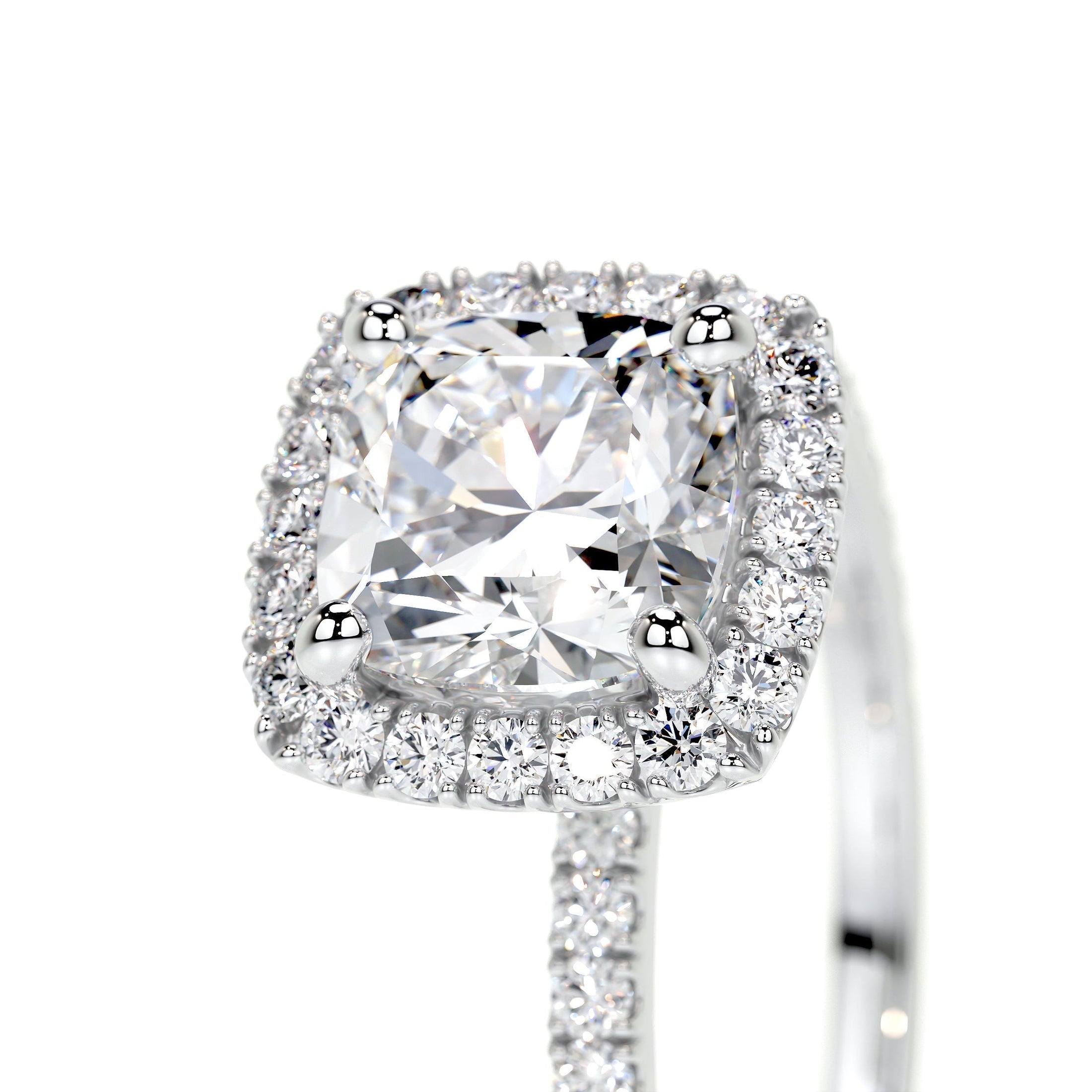 1.0 TCW Cushion Cut Halo Lab Grown Diamond Ring