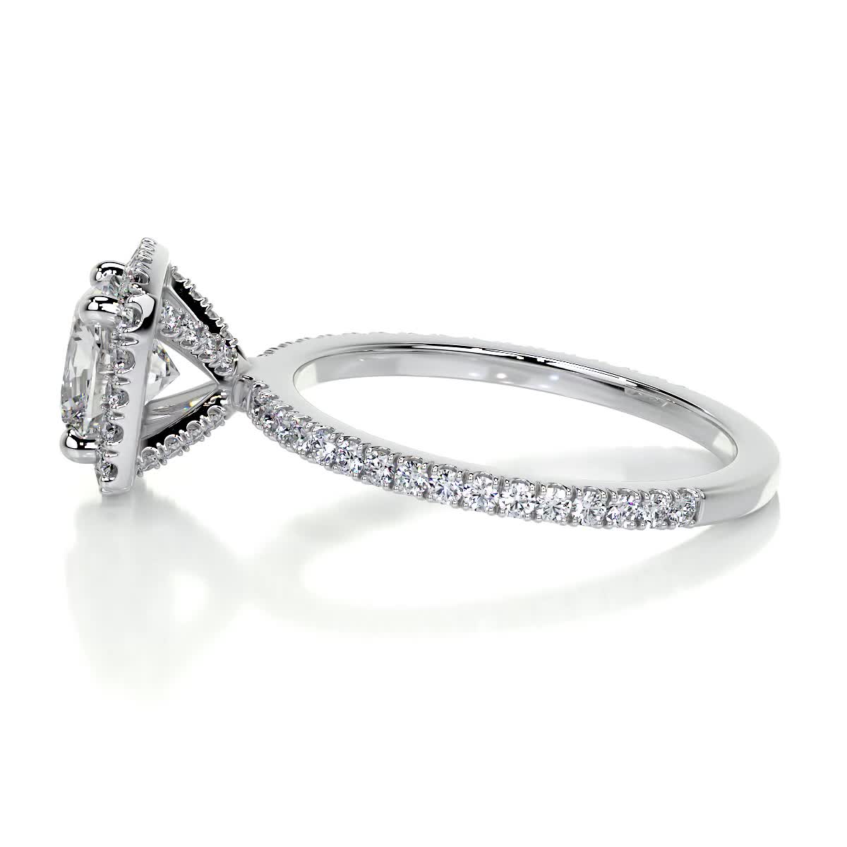 1.0 TCW Cushion Cut Halo Lab Grown Diamond Ring