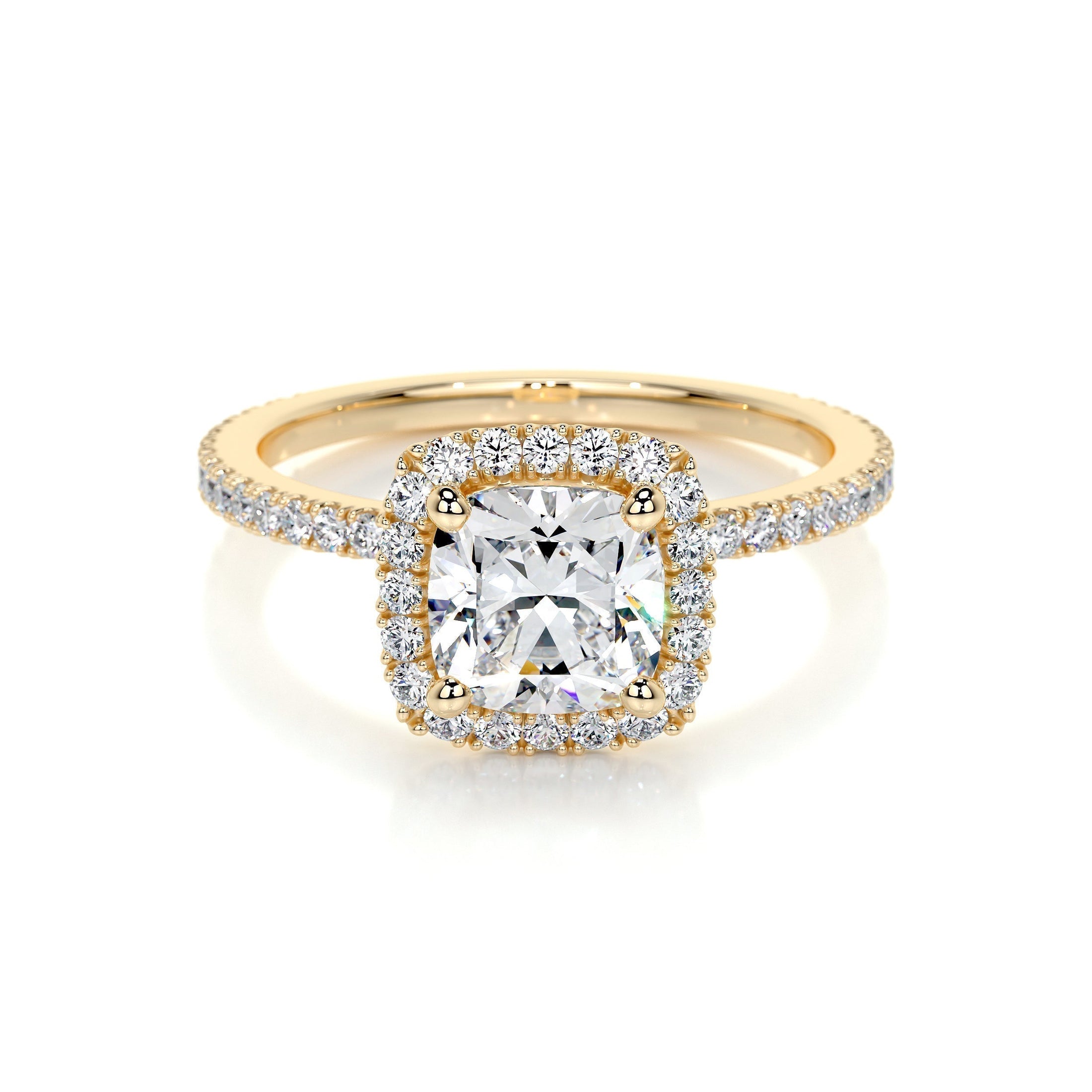 1.0 TCW Cushion Cut Halo Lab Grown Diamond Ring