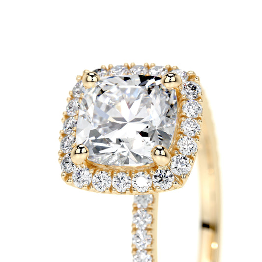 1.0 TCW Cushion Cut Halo Lab Grown Diamond Ring