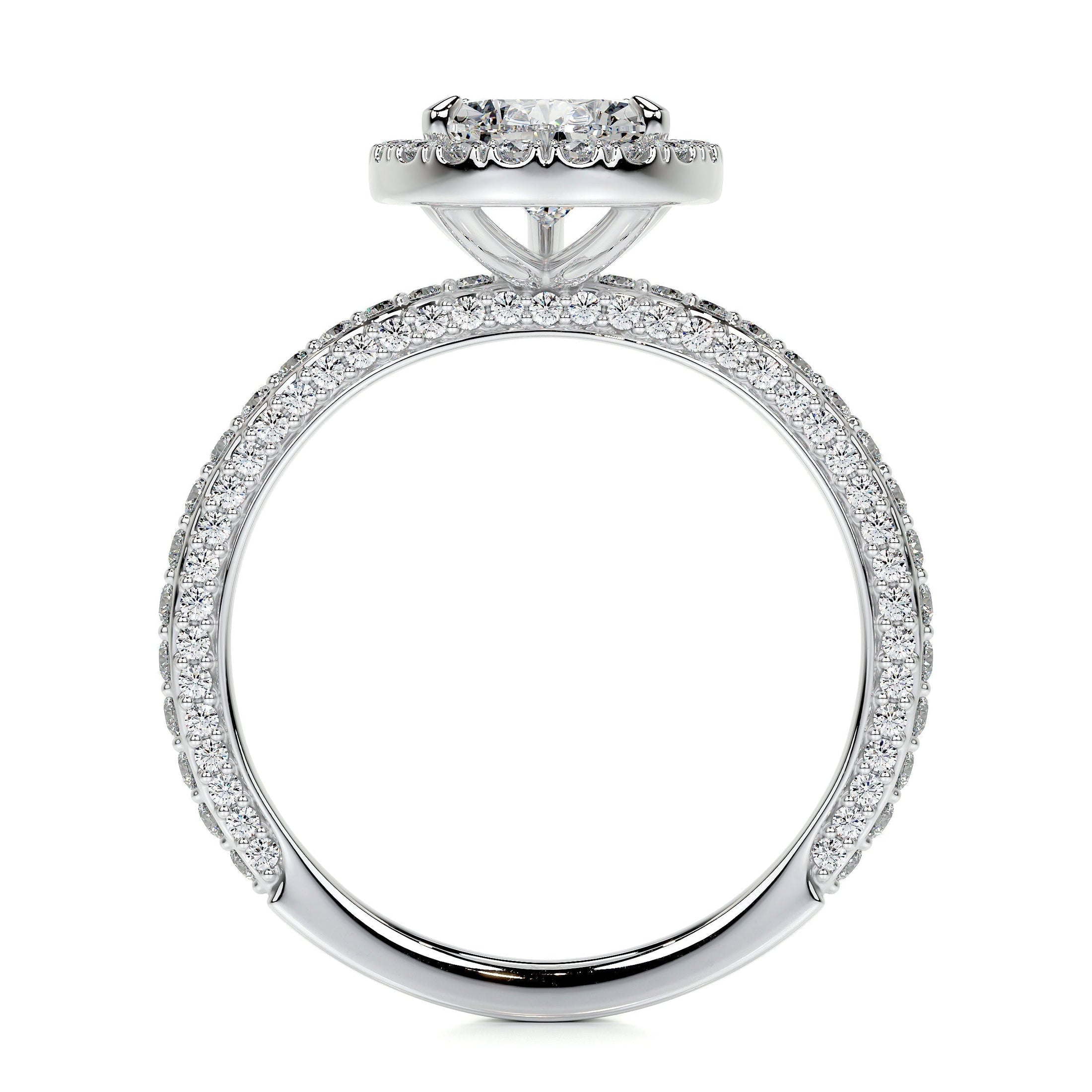 2.0 CT Pear-Shaped Lab Grown Diamond Halo Engagement Ring