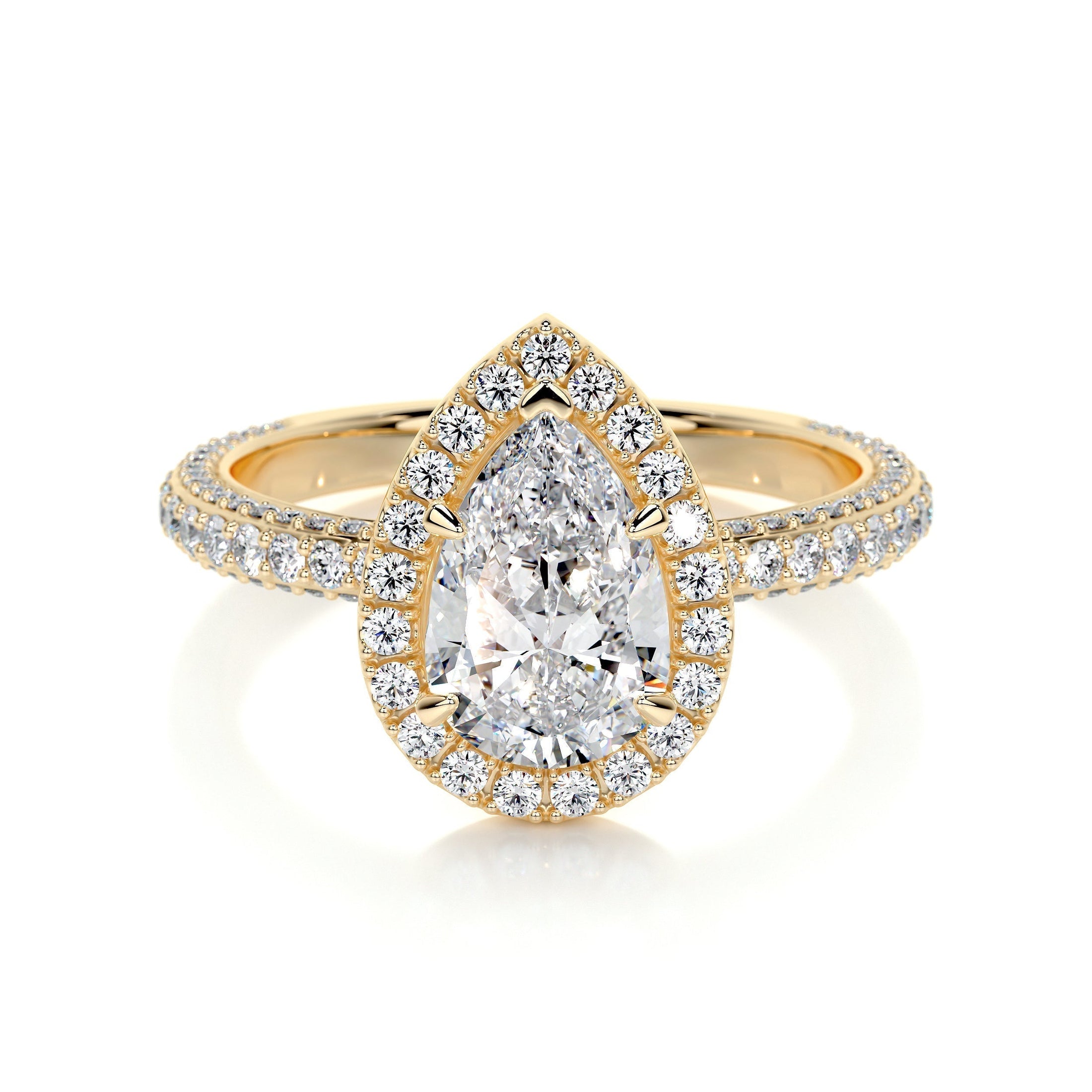 2.0 CT Pear-Shaped Lab Grown Diamond Halo Engagement Ring