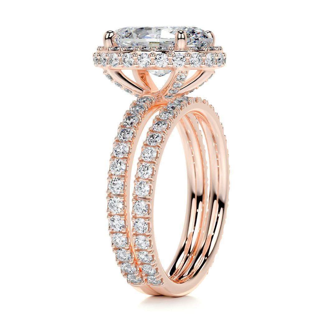 2.0 CT Oval Lab Grown Diamond Halo Bridal Set 17