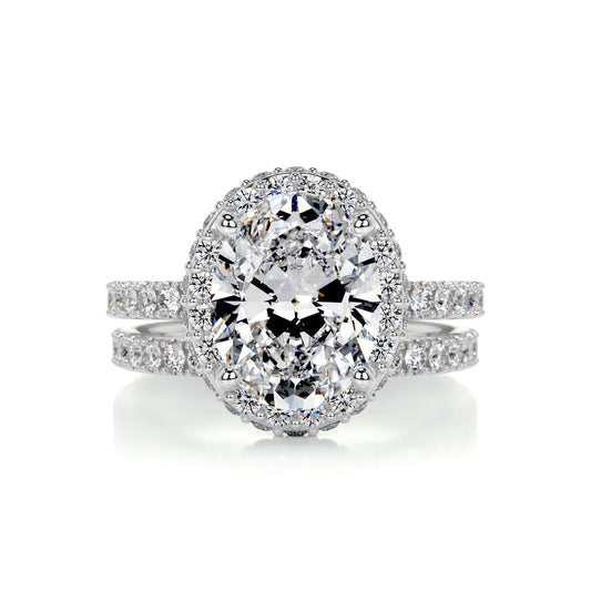 2.0 CT Oval Lab Grown Diamond Halo Bridal Set