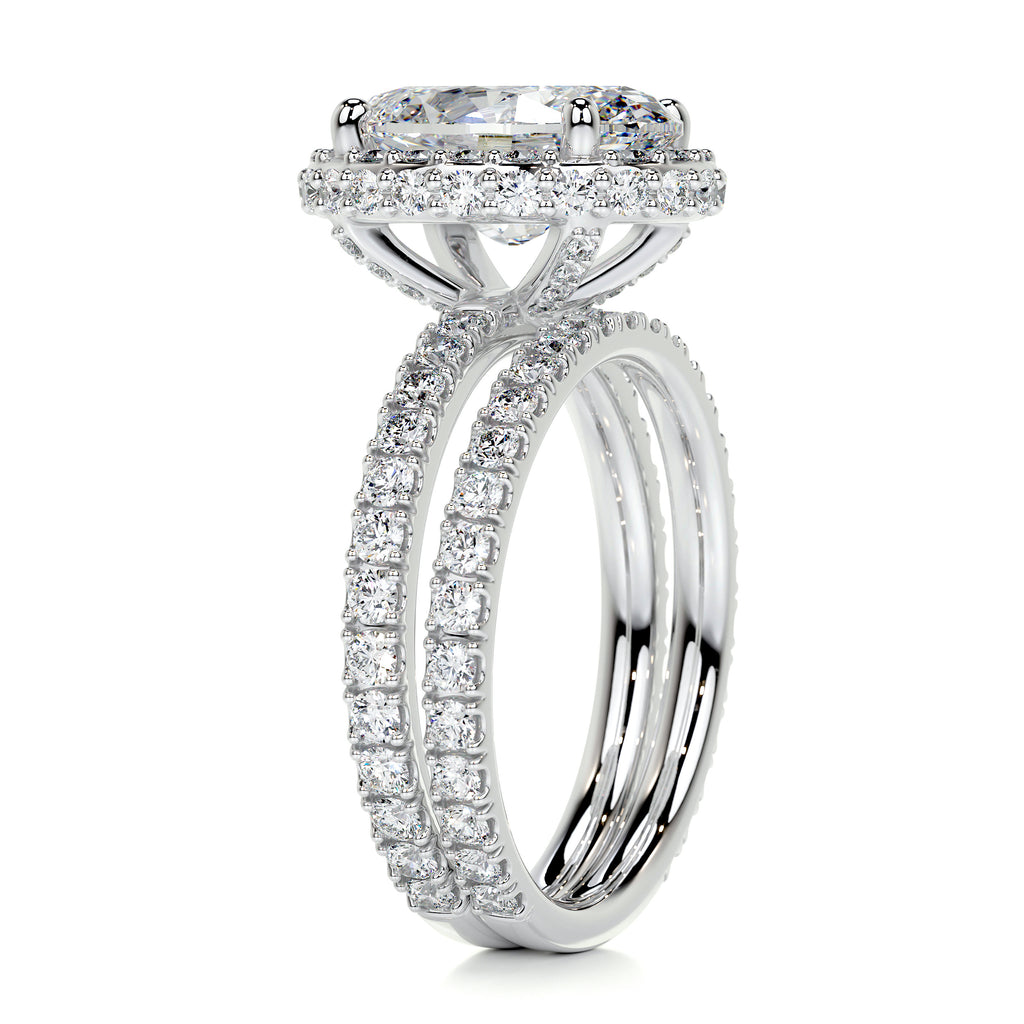 2.0 CT Oval Lab Grown Diamond Halo Bridal Set