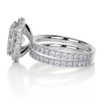 2.0 CT Oval Lab Grown Diamond Halo Bridal Set 5