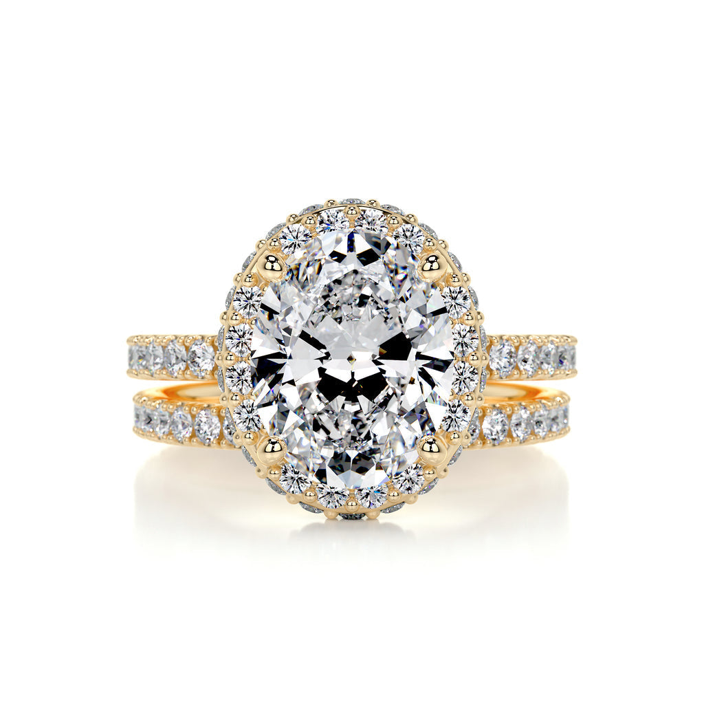 2.0 CT Oval Lab Grown Diamond Halo Bridal Set 7
