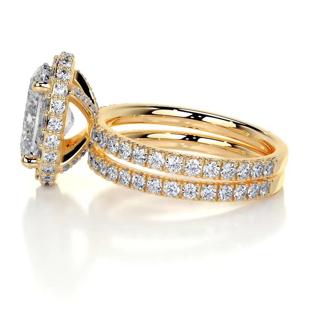 2.0 CT Oval Lab Grown Diamond Halo Bridal Set 11