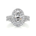 Load image into Gallery viewer, 2.0 CT Oval Lab Grown Diamond Halo Bridal Set
