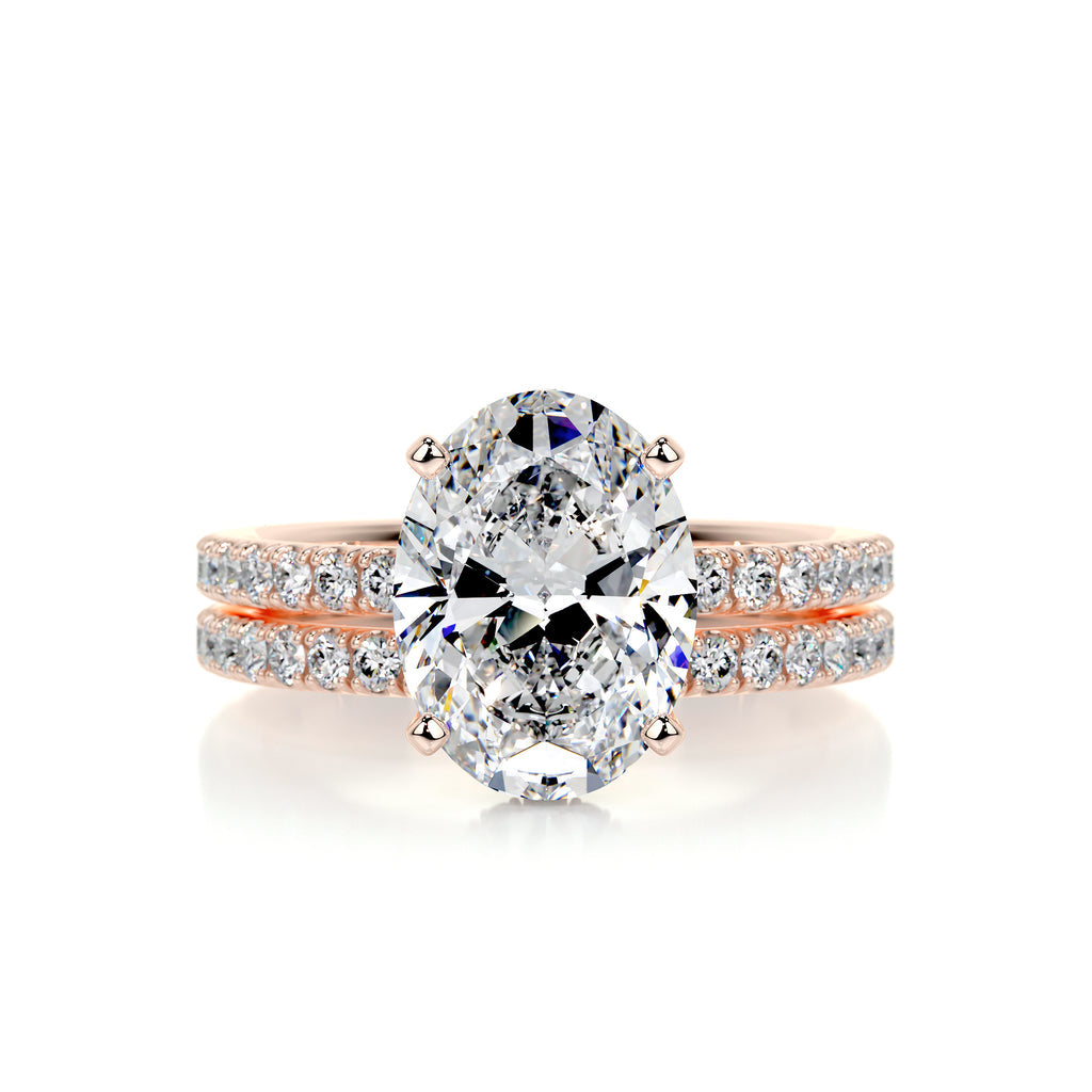 Elegance Defined: 3.0 CT Oval Lab Grown Diamond Hidden Halo Bridal Set 6