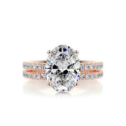 Elegance Defined: 3.0 CT Oval Lab Grown Diamond Hidden Halo Bridal Set 6