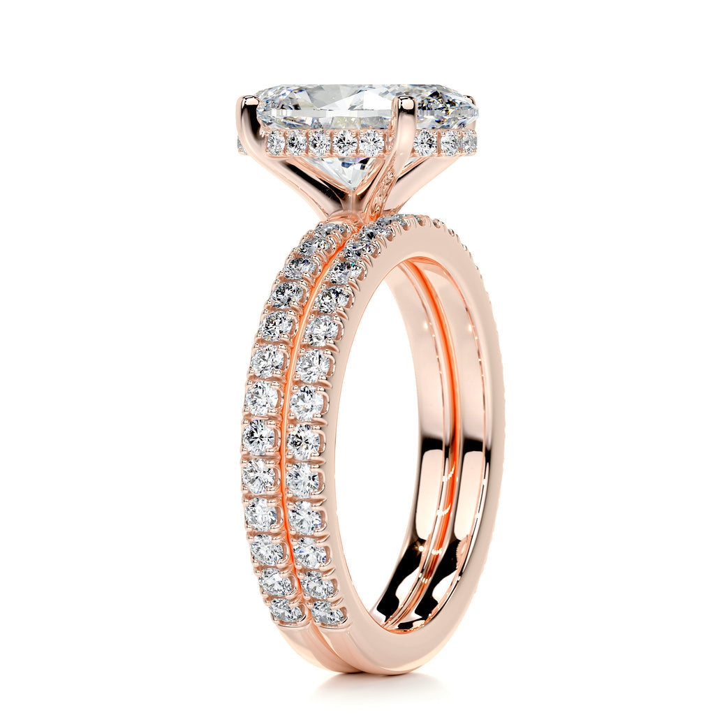 Elegance Defined: 3.0 CT Oval Lab Grown Diamond Hidden Halo Bridal Set 10