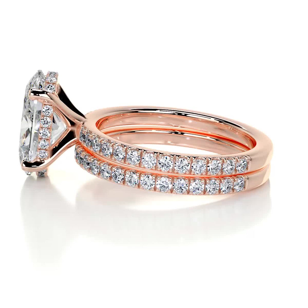 Elegance Defined: 3.0 CT Oval Lab Grown Diamond Hidden Halo Bridal Set 9