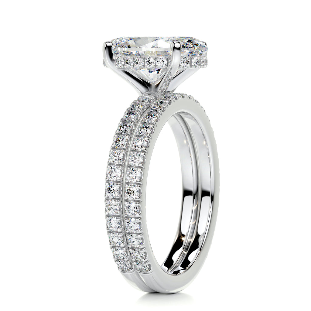 Elegance Defined: 3.0 CT Oval Lab Grown Diamond Hidden Halo Bridal Set