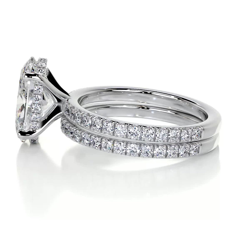 Elegance Defined: 3.0 CT Oval Lab Grown Diamond Hidden Halo Bridal Set