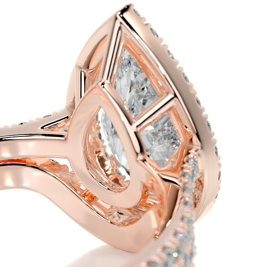 2.0 CT Pear Lab Grown Diamond Halo Bridal Ring Set 13