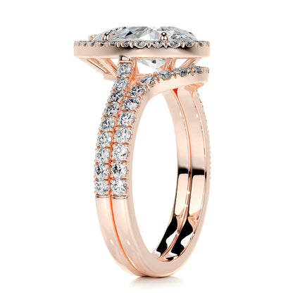 2.0 CT Pear Lab Grown Diamond Halo Bridal Ring Set 15