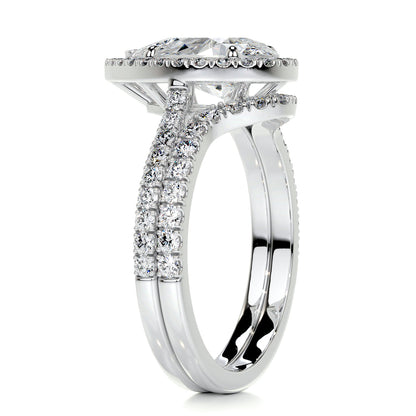 2.0 CT Pear Lab Grown Diamond Halo Bridal Ring Set 4