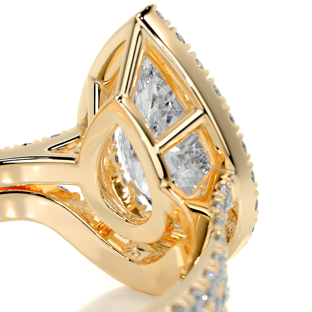 2.0 CT Pear Lab Grown Diamond Halo Bridal Ring Set 8
