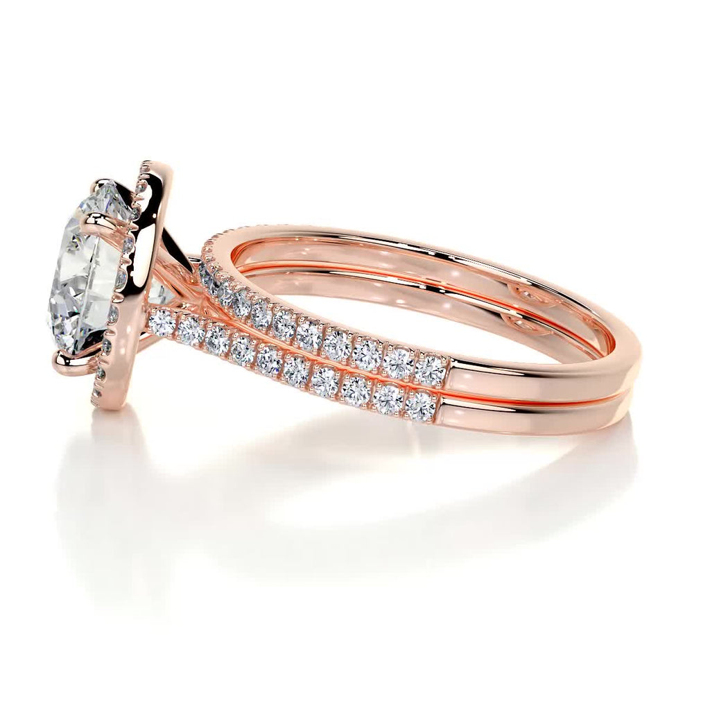 2.0 CT Round Lab Grown Diamond Halo Bridal Ring Set 14