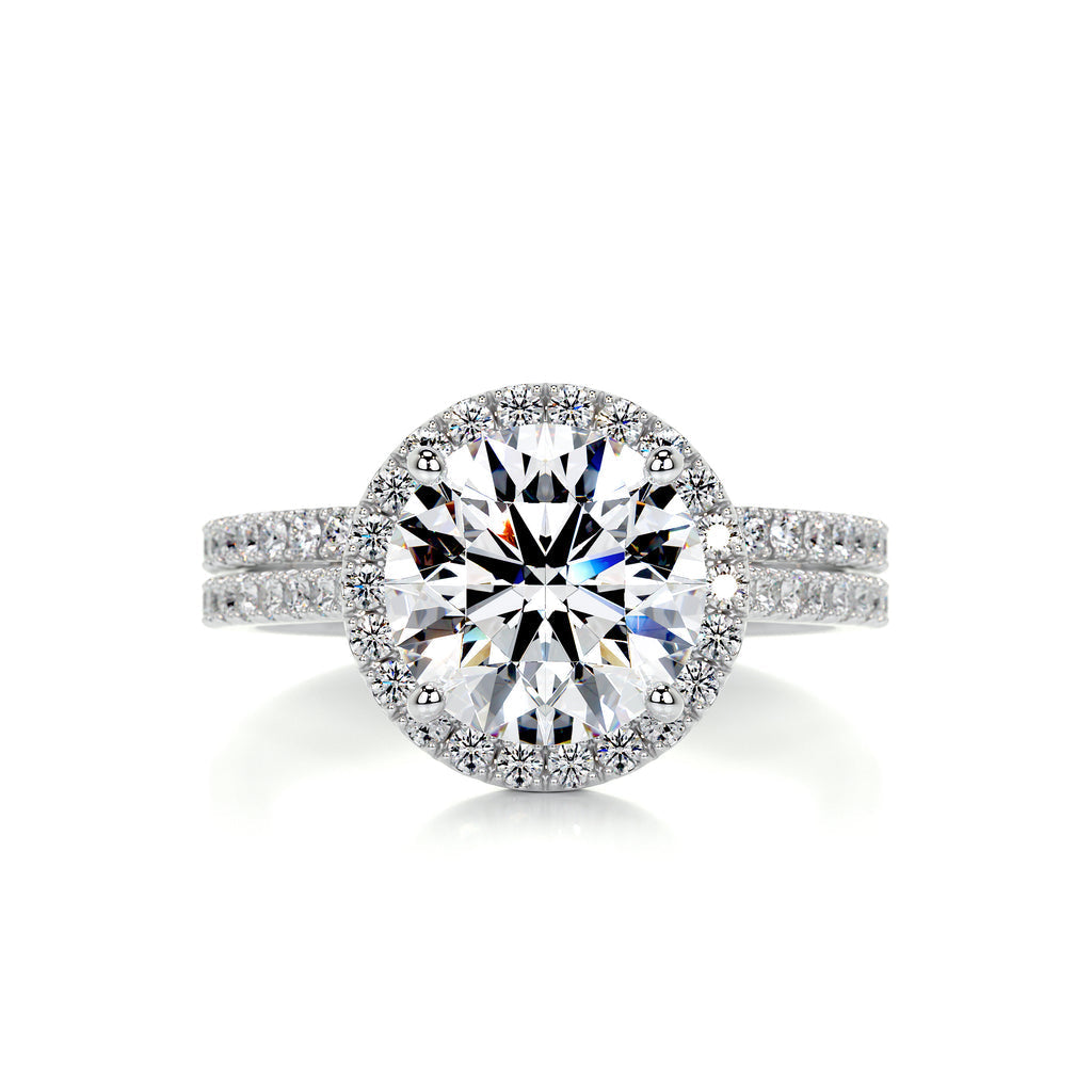 2.0 CT Round Lab Grown Diamond Halo Bridal Ring Set