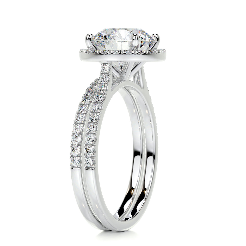 2.0 CT Round Lab Grown Diamond Halo Bridal Ring Set 5