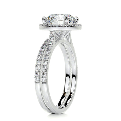 2.0 CT Round Lab Grown Diamond Halo Bridal Ring Set 5