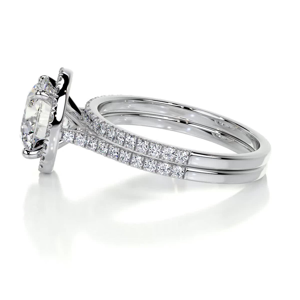 2.0 CT Round Lab Grown Diamond Halo Bridal Ring Set