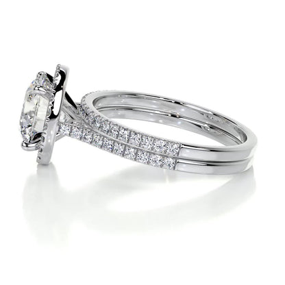 2.0 CT Round Lab Grown Diamond Halo Bridal Ring Set 4