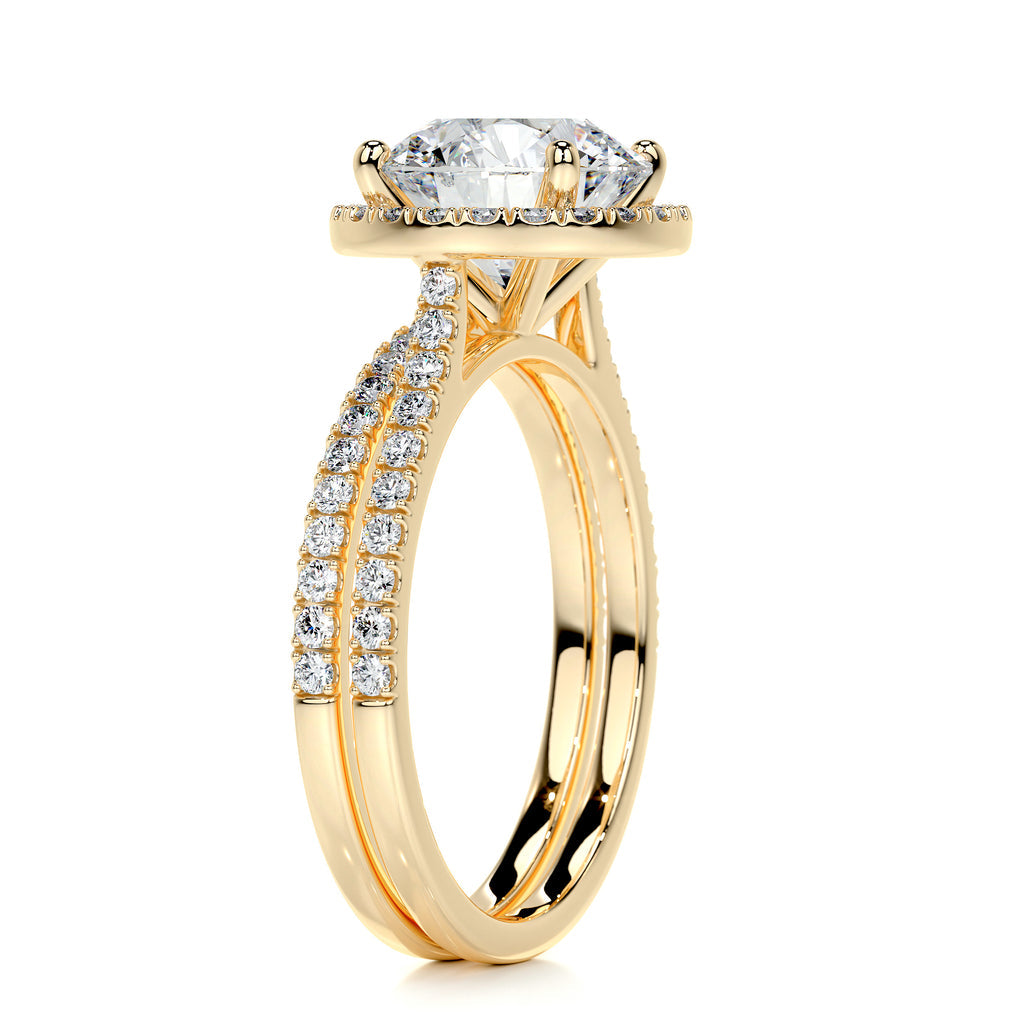 2.0 CT Round Lab Grown Diamond Halo Bridal Ring Set 10