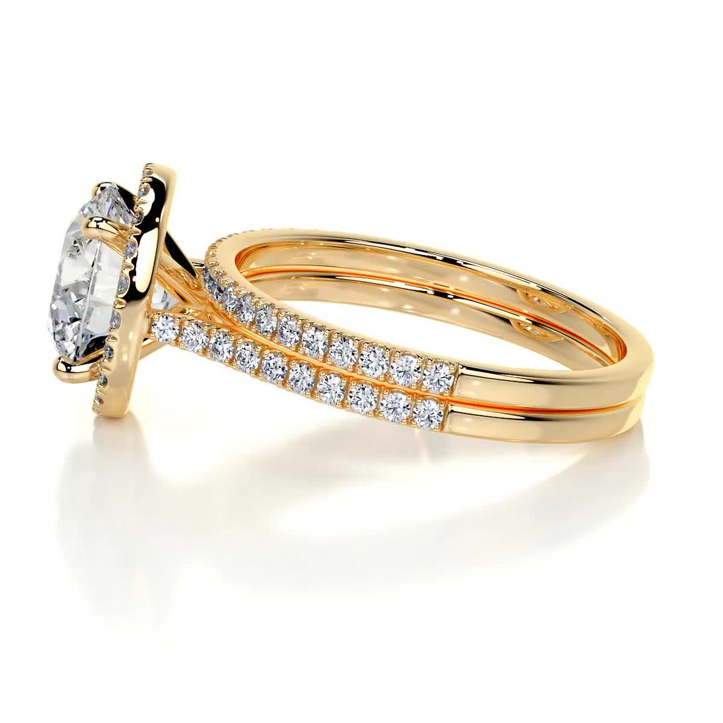 2.0 CT Round Lab Grown Diamond Halo Bridal Ring Set 9
