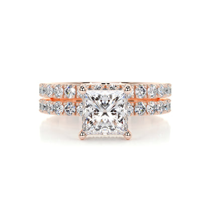 1.50 CT Princess Cut Lab Grown Diamond Hidden Halo Bridal Ring Set 11