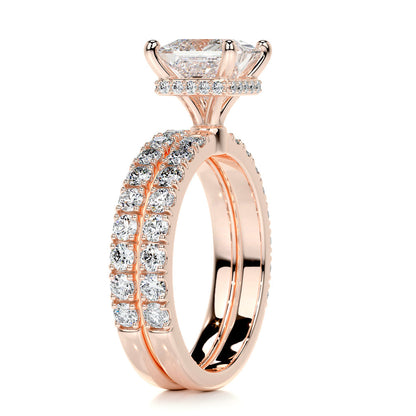 1.50 CT Princess Cut Lab Grown Diamond Hidden Halo Bridal Ring Set 15