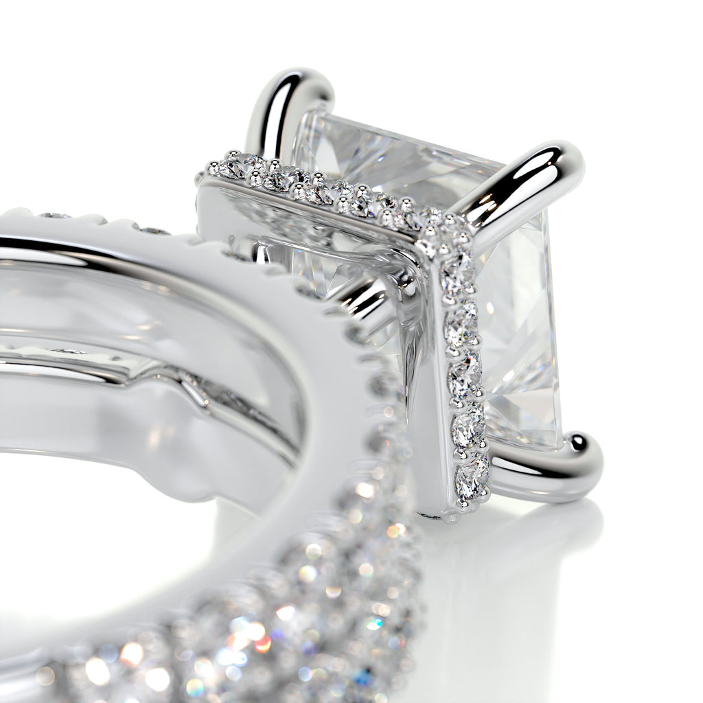 1.50 CT Princess Cut Lab Grown Diamond Hidden Halo Bridal Ring Set 3