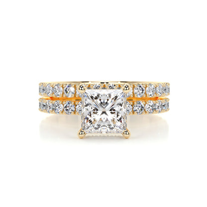 1.50 CT Princess Cut Lab Grown Diamond Hidden Halo Bridal Ring Set 6