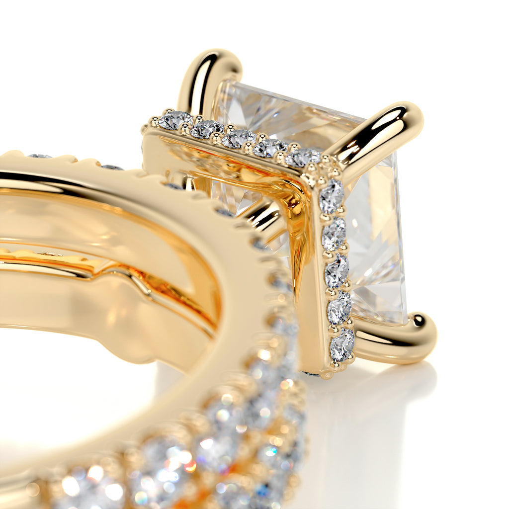 1.50 CT Princess Cut Lab Grown Diamond Hidden Halo Bridal Ring Set 8
