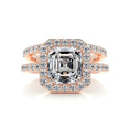 Load image into Gallery viewer, 1.05 CT Asscher Cut Lab Grown Diamond Halo Bridal Ring Set
