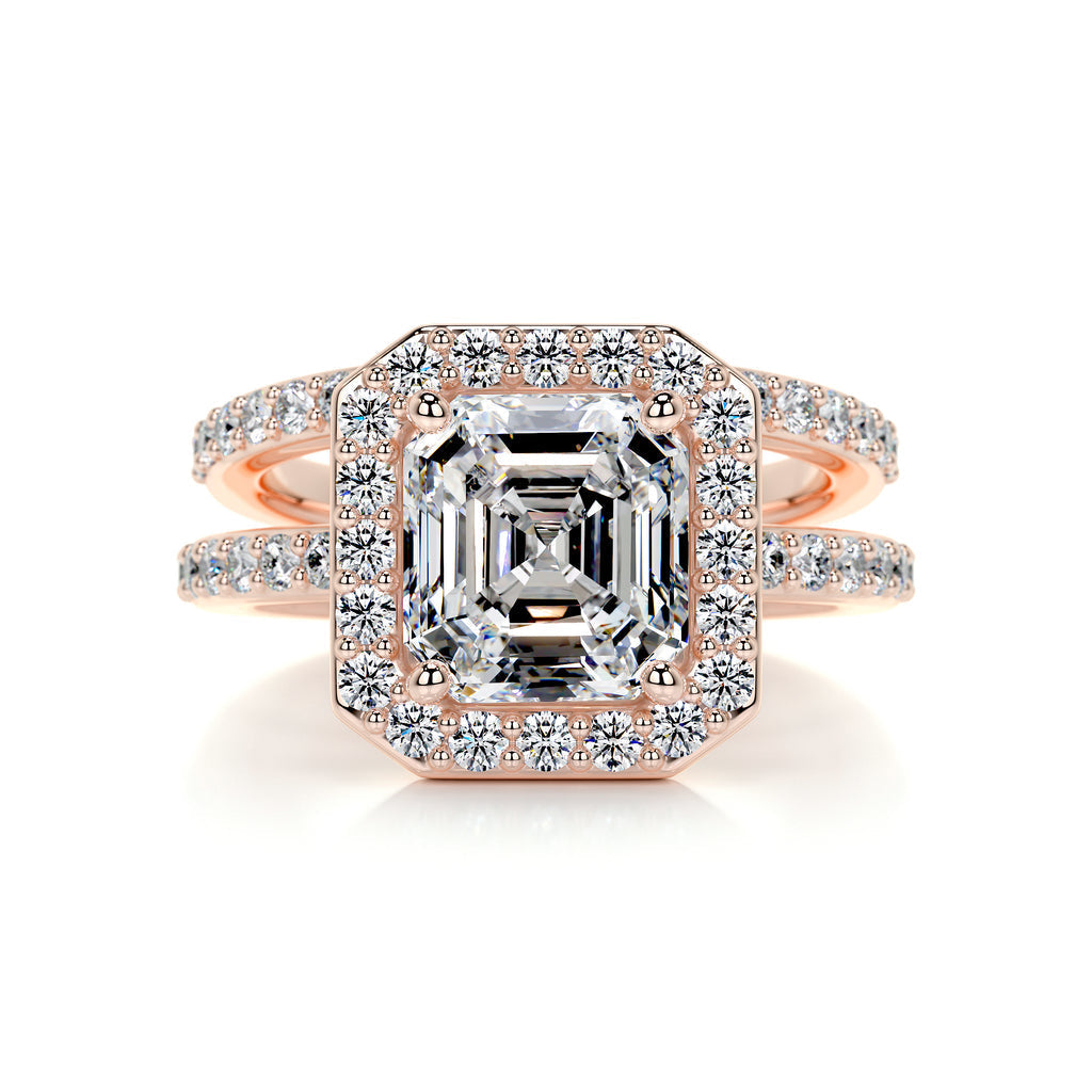 1.05 CT Asscher Cut Lab Grown Diamond Halo Bridal Ring Set 11