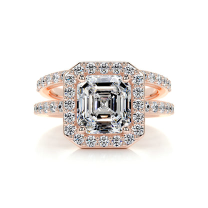 1.05 CT Asscher Cut Lab Grown Diamond Halo Bridal Ring Set 11
