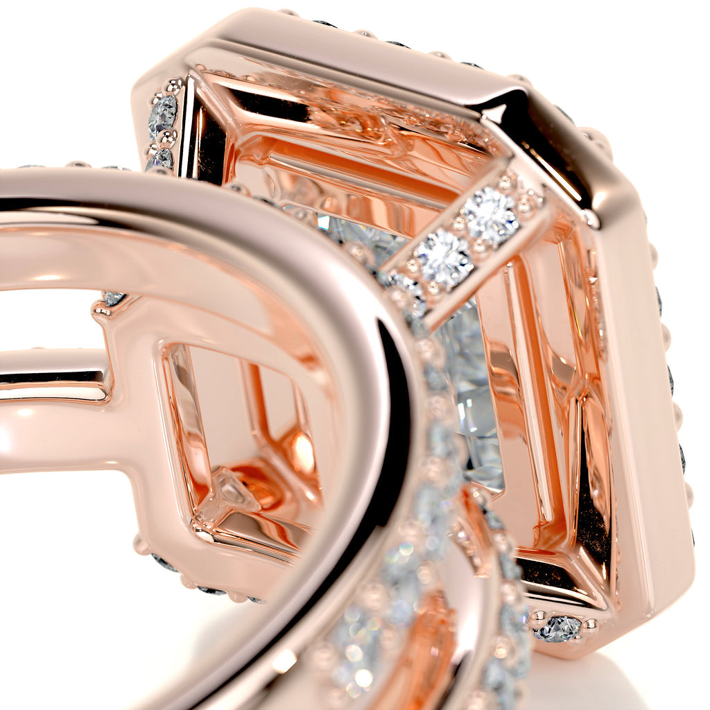 1.05 CT Asscher Cut Lab Grown Diamond Halo Bridal Ring Set 13