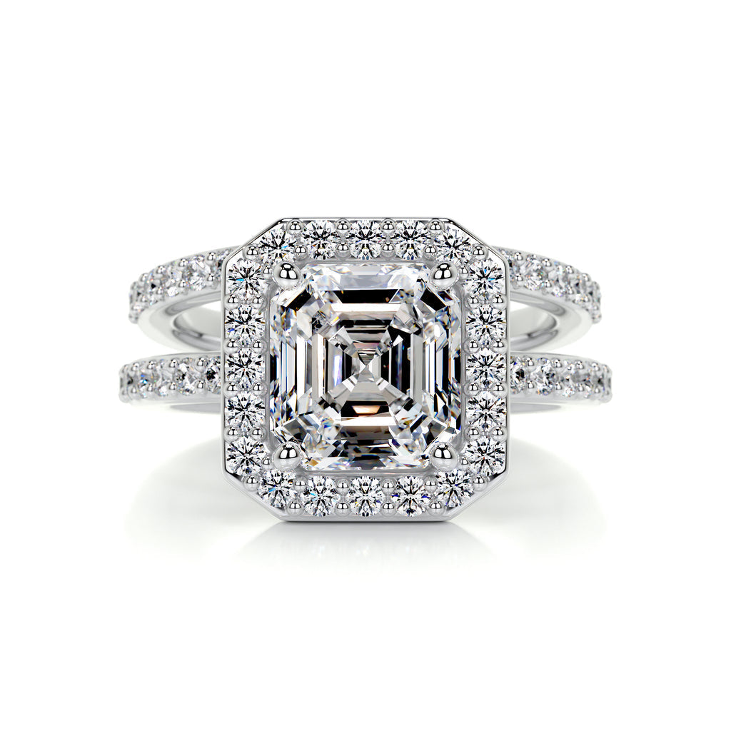 1.05 CT Asscher Cut Lab Grown Diamond Halo Bridal Ring Set