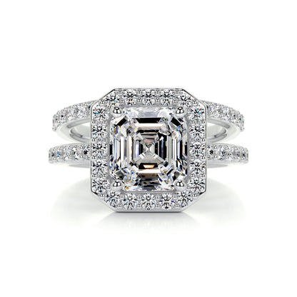 1.05 CT Asscher Cut Lab Grown Diamond Halo Bridal Ring Set 1