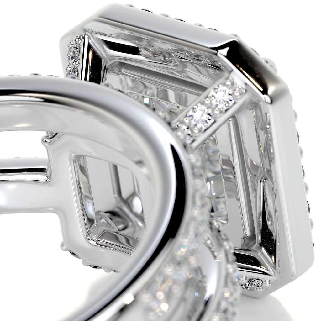 1.05 CT Asscher Cut Lab Grown Diamond Halo Bridal Ring Set 4