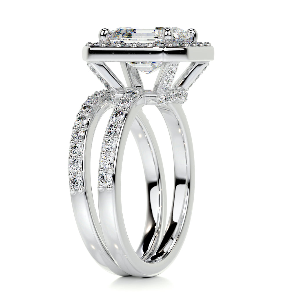 1.05 CT Asscher Cut Lab Grown Diamond Halo Bridal Ring Set 5