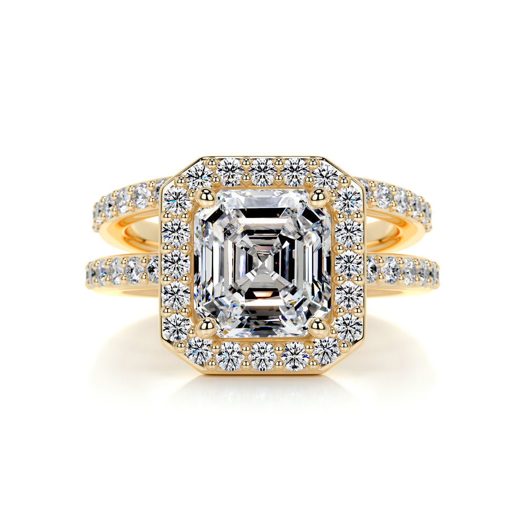 1.05 CT Asscher Cut Lab Grown Diamond Halo Bridal Ring Set 6
