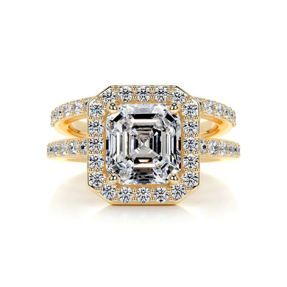 1.05 CT Asscher Cut Lab Grown Diamond Halo Bridal Ring Set 6