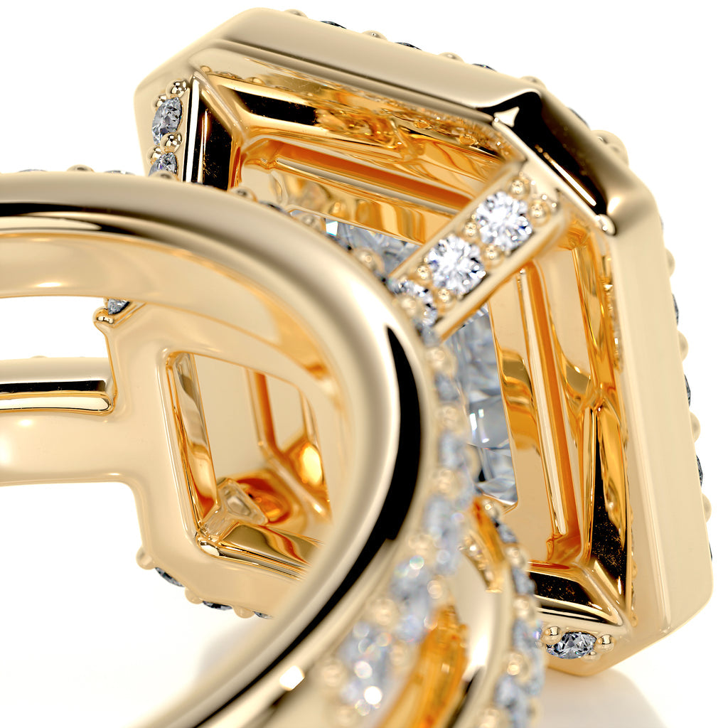 1.05 CT Asscher Cut Lab Grown Diamond Halo Bridal Ring Set 8
