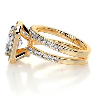 1.05 CT Asscher Cut Lab Grown Diamond Halo Bridal Ring Set 9